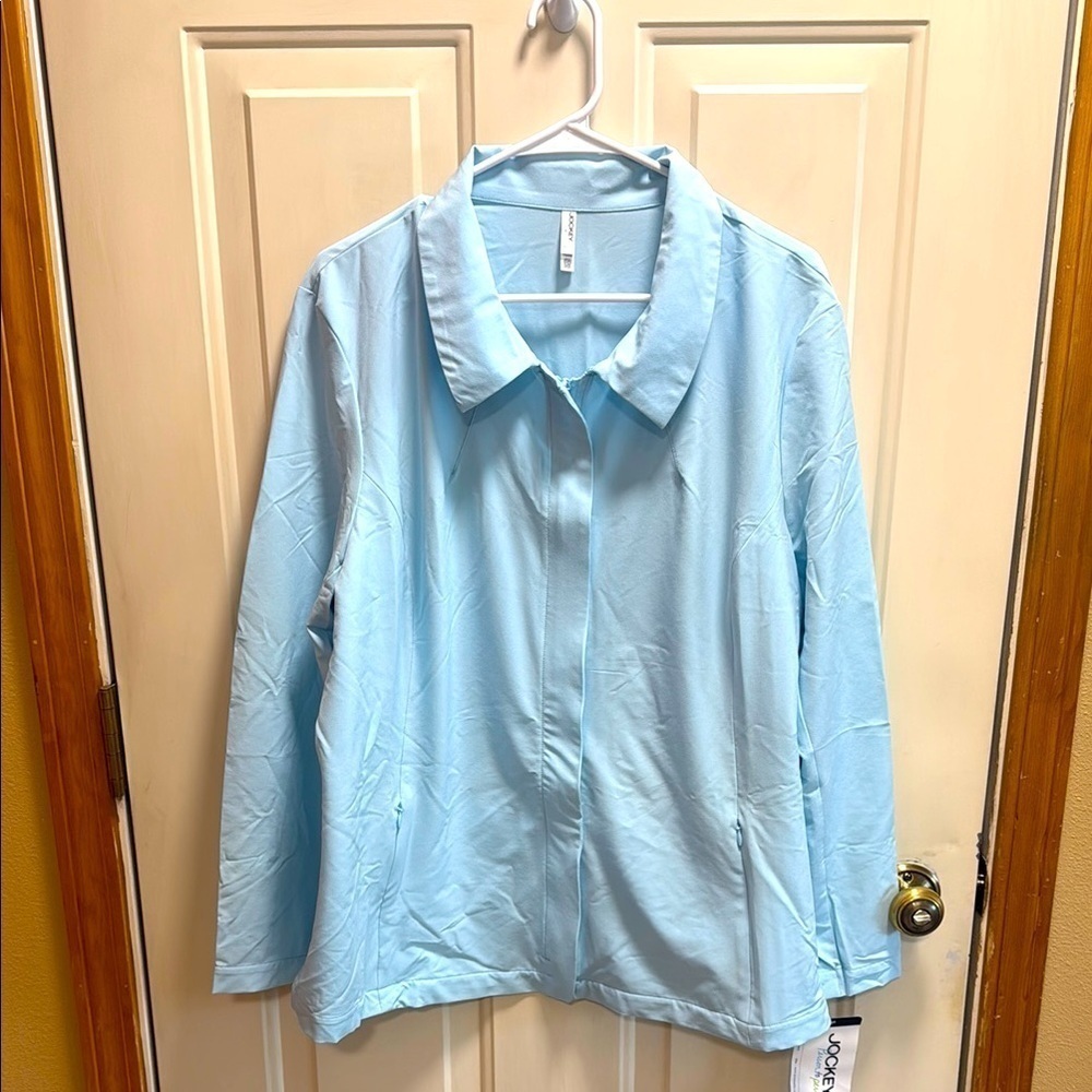 NWT Plus Jockey Sheercloud Light Icy blue Lightweight Zip up Plus Size Jacket